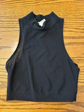 Bozzolo Black Mock Neck Crop Top